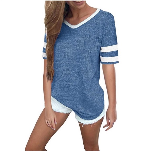Casual V Neck Baseball Tee - Picture 3 of 8